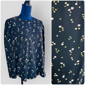 EUC Loft Black Floral Print Blouse